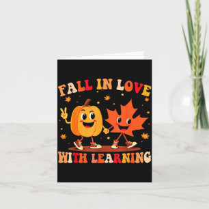 Retro Fall In Love With Learning Autumn Pumpkin Te Card