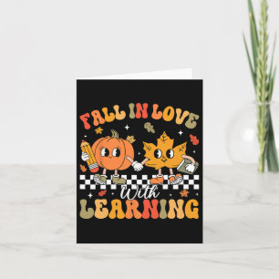 Retro Fall In Love With Learning Autumn Pumpkin Te Card