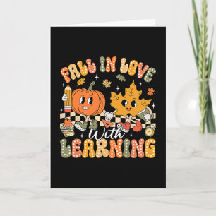 Retro Fall In Love With Learning Autumn Pumpkin Te Card
