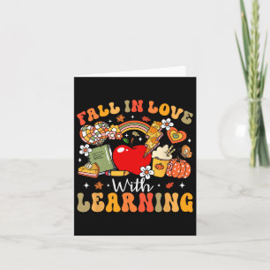 Retro Fall In Love With Learning Autumn Pumpkin Te Card