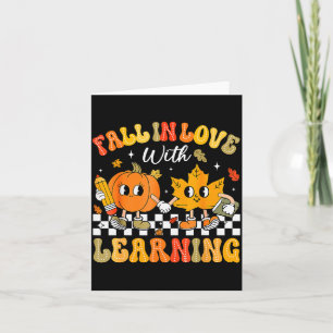 Retro Fall In Love With Learning Autumn Pumpkin Te Card