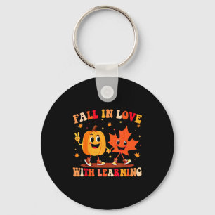 Retro Fall In Love With Learning Autumn Pumpkin Te Key Ring