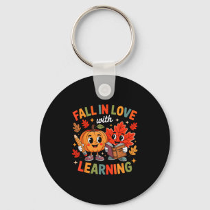 Retro Fall In Love With Learning Autumn Pumpkin Te Key Ring