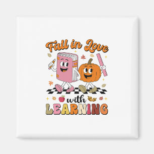 Retro Fall In Love With Learning Autumn Pumpkin Te Magnet