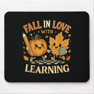 Retro Fall In Love With Learning Autumn Pumpkin Te Mouse Mat