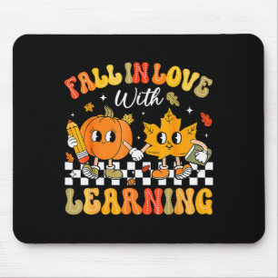 Retro Fall In Love With Learning Autumn Pumpkin Te Mouse Mat