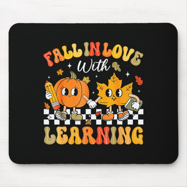 Retro Fall In Love With Learning Autumn Pumpkin Te Mouse Mat (Front)