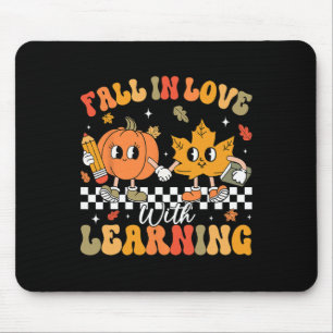 Retro Fall In Love With Learning Autumn Pumpkin Te Mouse Mat