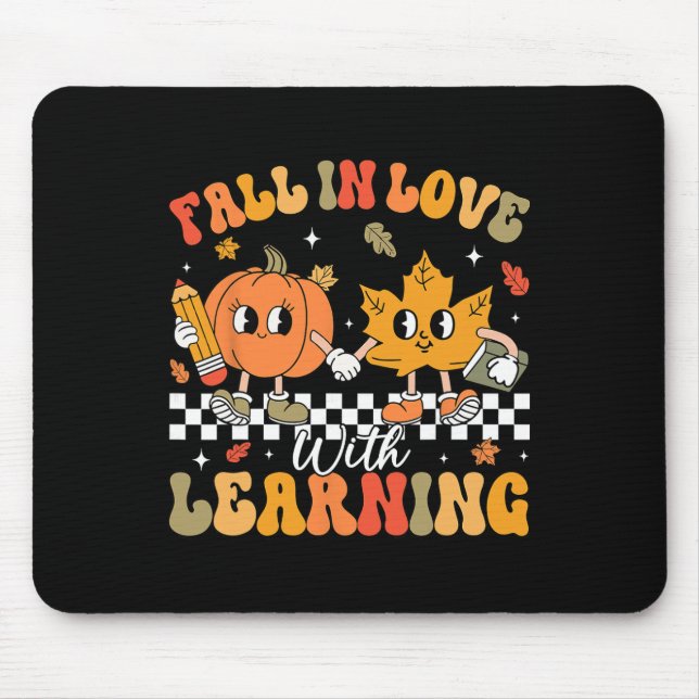 Retro Fall In Love With Learning Autumn Pumpkin Te Mouse Mat (Front)
