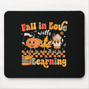 Retro Fall In Love With Learning Autumn Pumpkin Te Mouse Mat