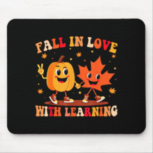 Retro Fall In Love With Learning Autumn Pumpkin Te Mouse Mat