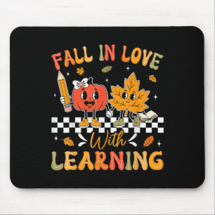Retro Fall In Love With Learning Autumn Pumpkin Te Mouse Mat