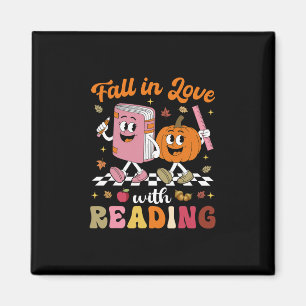 Retro Fall In Love With Learning Pumpkin Autumn Te Magnet