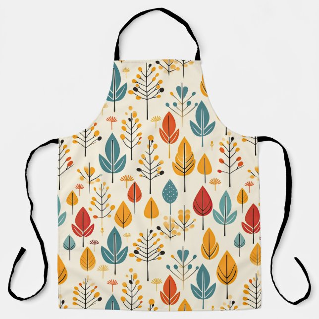 Retro Fall Leaves Autumn Leaves Pattern Apron (Front)