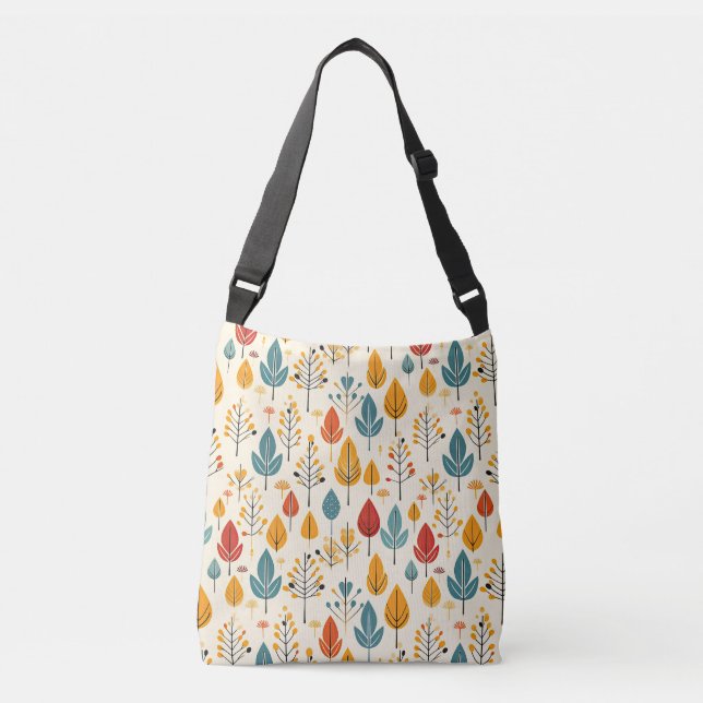 Retro Fall Leaves Autumn Leaves Pattern Crossbody Bag (Front)