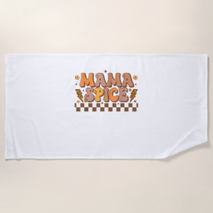 Retro Fall Pumpkin Autumn Thanksgiving Family Mama Beach Towel