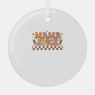 Retro Fall Pumpkin Autumn Thanksgiving Family Mama Glass Tree Decoration