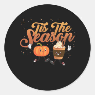 Retro Fall Tis The Season Classic Round Sticker