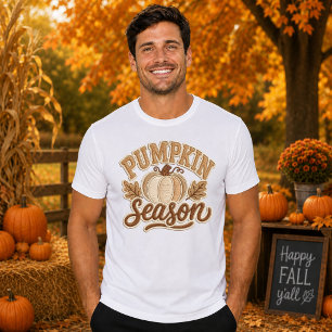 Retro Fall Varsity Design Pumpkin Season Unisex T-Shirt