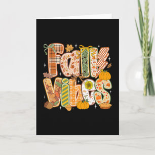 Retro Fall Vibes Autumn Thankful Pumpkin Season Wo Card