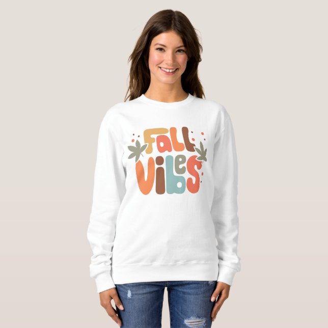 Retro Fall Vibes Modern Floral Sweatshirt (Front Full)