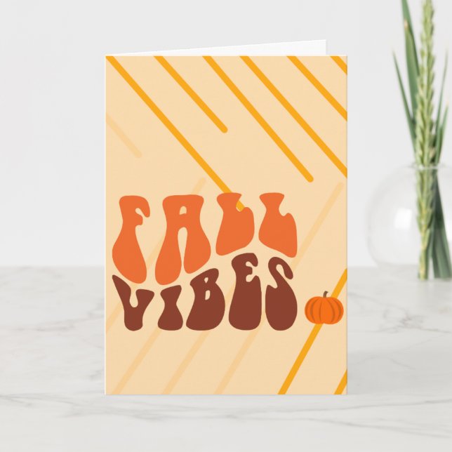 Retro Fall Vibes Pumpkin  Card (Front)