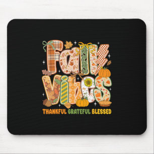 Retro Fall Vibes Thankful Grateful Blessed Autumn Mouse Mat