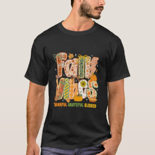 Retro Fall Vibes Thankful Grateful Blessed Autumn T-Shirt