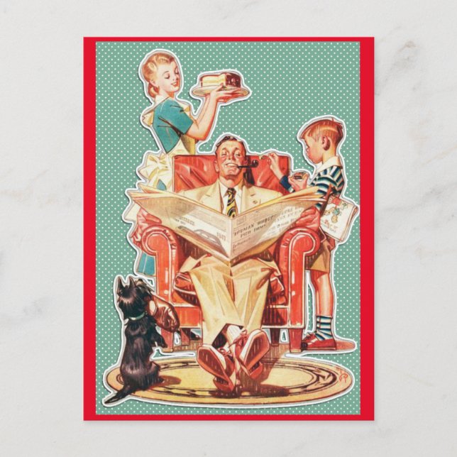 Retro Family 1950's  postcard (Front)