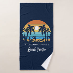 Retro Family Beach Trip Matching Bath Towel