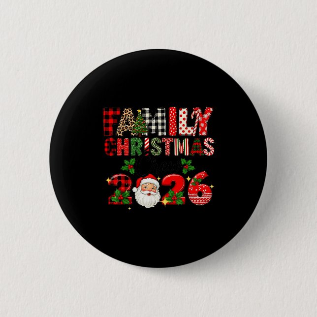 Retro Family Christmas Crew 2026 Squad Family Matc 6 Cm Round Badge (Front)