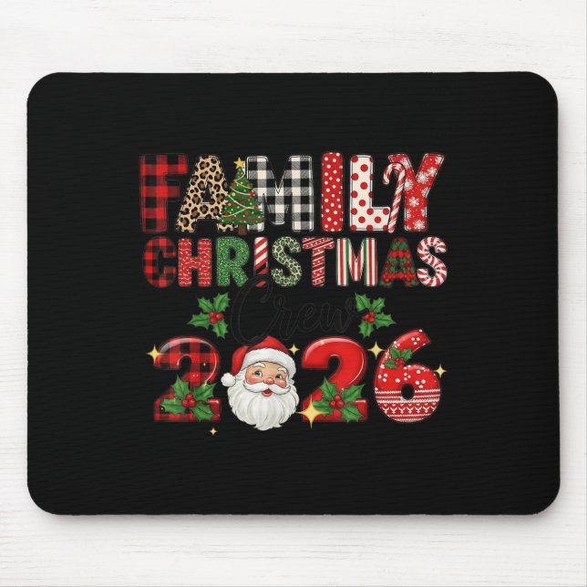 Retro Family Christmas Crew 2026 Squad Family Matc Mouse Mat (Front)