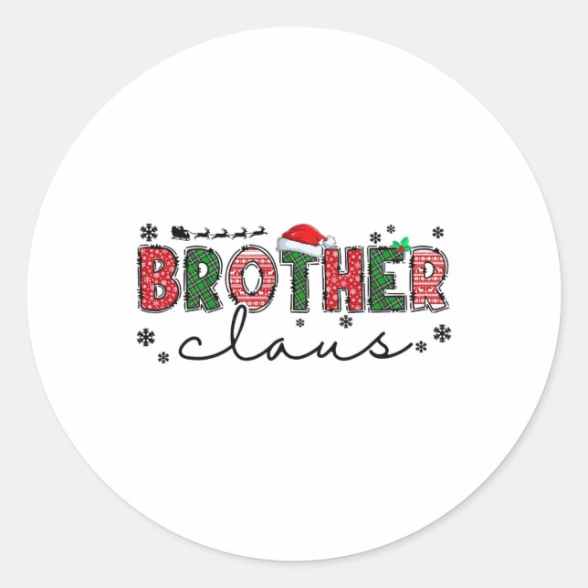 Retro Family Christmas Party Cute Brother Claus Xm Classic Round Sticker (Front)