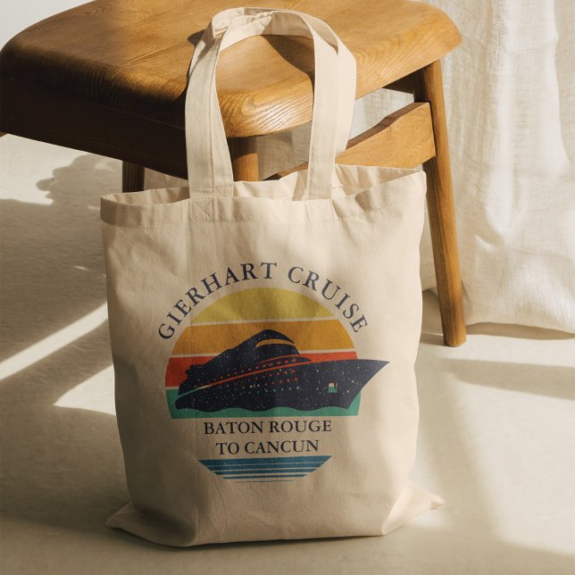 Retro Family Cruise Trip Custom Matching Vacation Tote Bag (Family Cruise Matching Summer Vacation Tote Bag)