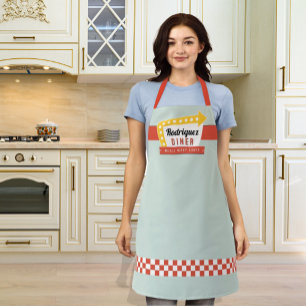 Retro Family Diner Sign Apron