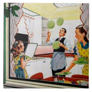 Retro Family kitchen decor Tile