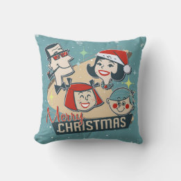 Retro Family Merry Christmas Happy New Year Cushion