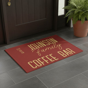 Retro Family Name Coffee Bar Doormat