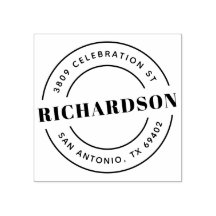 Retro Family Name & Round Return Address