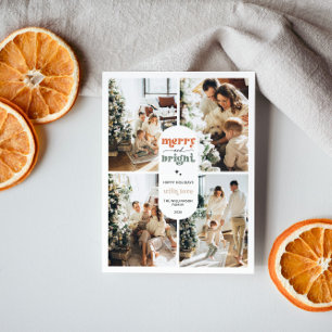 Retro Family Photo Christmas Holiday Postcard