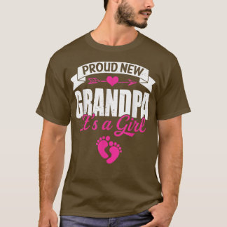 Retro Family Proud New Grandpa It's A Girl Gender  T-Shirt