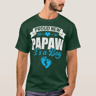 Retro Family Proud New Papaw It's A Boy Gender Rev T-Shirt