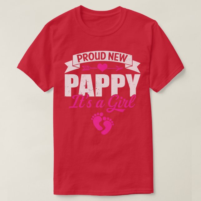 Retro Family Proud New Pappy It's A Girl Gender Re T-Shirt (Design Front)
