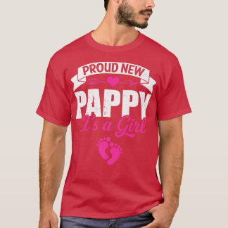 Retro Family Proud New Pappy It's A Girl Gender Re T-Shirt