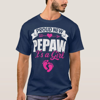 Retro Family Proud New Pepaw It's A Girl Gender Re T-Shirt