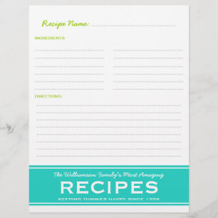 Retro Family Recipes Personalised Binder Insert