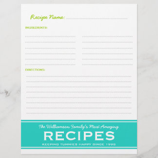 Retro Family Recipes Personalised Binder Insert