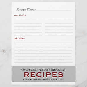 Retro Family Recipes Personalised Binder Insert