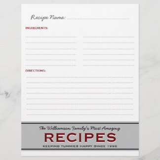 Retro Family Recipes Personalised Binder Insert