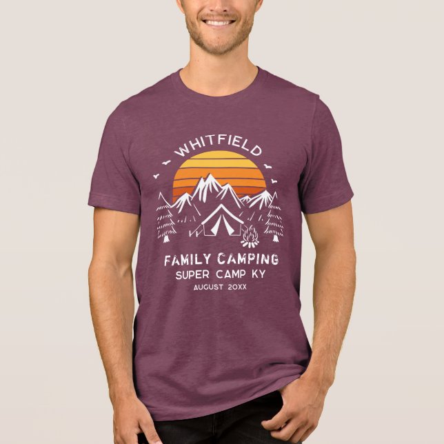 Retro Family Reunion Matching Pine Trees Camping Tri-Blend Shirt (Front)